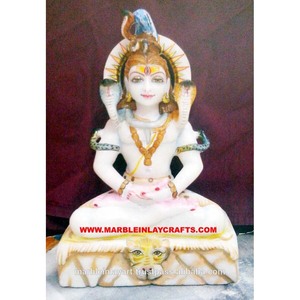 Indian Lord Shiva Marble Statue, White <b>Stone</b> Shiv Shankar Murti - Product Image 1