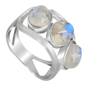 Anillo de Plata de Ley 925 con piedra lunar arcoíris, piedra preciosa, regalo clásico de moda para boda y compromiso para fiestas - Product Image 2
