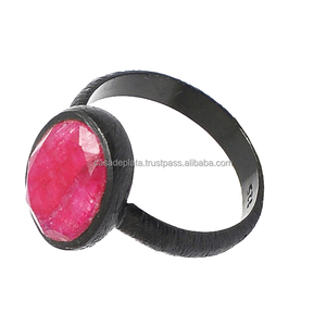 Genuino Rosa bisel rubí 925 anillo de plata al por mayor de piedras preciosas hechas a mano joyería moda anillo de forma ovalada fabricación al por mayor - Product Image 2