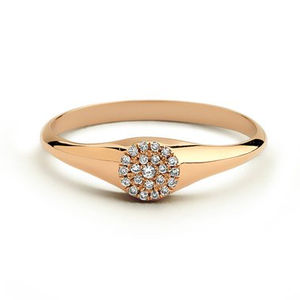 Rose Gold CZ Diamond Signet <b>Ring</b> Micro Pave Bezel Setting 10K White Gold Rhodium Black Rhodium Plated 18K Silver Jewelry <b>Pearl</b> - Product Image 1