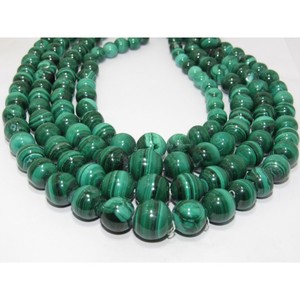Malachite lisse forme ronde pierres précieuses perles en vrac fabrication de bijoux qualité étonnante naturelle - Product Image 5