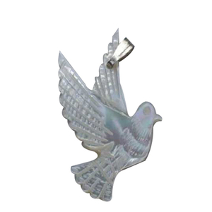 Pendentif Colombe en Nacre Fait Main de Bethléem, Bijou en Coquillage Marin pour Enfants - Product Image 1
