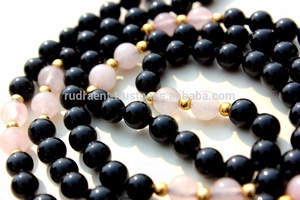 Piedras Ales สร้อยคอหินคริสตัลบำบัด,ลูกปัดหินควอตซ์ Mala มีพู่ทำจากผ้าไหมโบฮีเมียน - Product Image 4