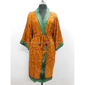 Kimono en soie moutarde pour femme Vêtements de nuit respirants - Product Image 2