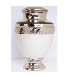 Urnes funéraires pour adultes en laiton/aluminium, blanc, vintage, style américain/européen - Product Image 1
