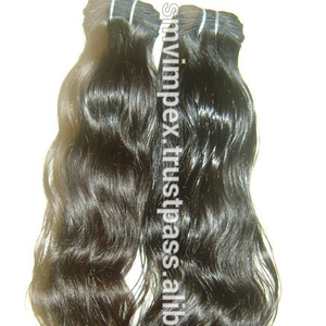 Pas de processus chimique uniquement la couleur naturelle 1b 100% grands cheveux bruts indiens vierges bouclés extensions de cheveux humains remy - Product Image 1
