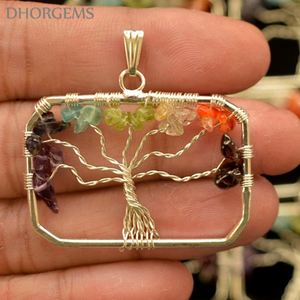 Natural Handmade Gemstone Life Tree Semi Precious Stone Rectangle Metal Pendant Tree of Life Pendant Gemstone - Product Image 4
