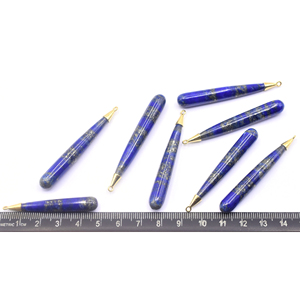 Colgante de Plata de Ley 925 con Bisel Chapado en Oro de 18K y Piedra Natural de Lapislázuli en Forma de Gota Alargada para la Creación de Joyas - Product Image 4