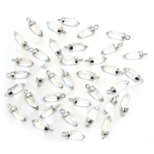 Cristal de Cuarzo de 16-18 mm, Bañado en Plata sobre Latón, Forma de Espiga Pequeña, Colgante de Piedra Preciosa, Fornituras de Joyería, Piedra de Nacimiento de Abril - Product Image 3