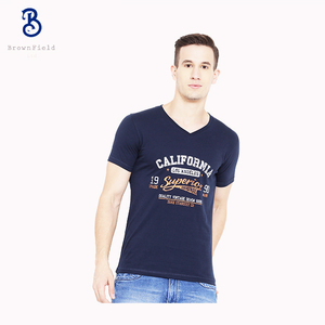 Custom Print 100% Cotton Slim Fit Short Sleeve <b>T</b>-<b>Shirt</b> <b>V</b>-<b>neck</b> Plus Size Anti-pilling Quick Dry Ready Made Garments Breathable - Product Image 1