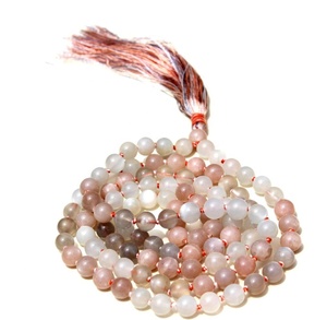 Gema Natural de alta calidad para meditación, piedra lunar de colores 108, collar de cuentas - Product Image 4