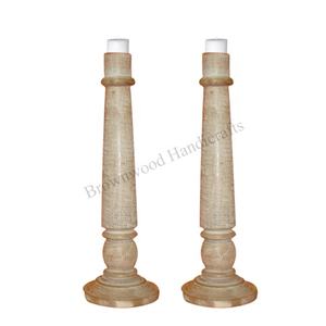 Juego de 2 candelabros de madera de mango lavado blanco, decoración de farol de Navidad hecha a mano para decoración del hogar del fabricante indio - Product Image 1