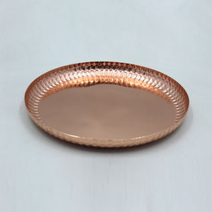 ถาดเสิร์ฟอาหารเคลือบทองแดง ถาดเสิร์ฟอาหารเหล็ก ถาดอาหารทรงกลม - Product Image 1