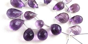 คริสตัลบำบัดอเมทิสต์สีน้ำเงินธรรมชาติพลอยรูปหยดน้ำตาเหลี่ยมเพชรพลอยมกราคมการทำเครื่องประดับ - Product Image 4