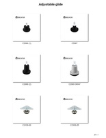 Pied de meuble en plastique PA6 avec patin de protection pour canapé, chaise, cuisine, hôtel, hôpital et usage agricole, finition noir/gris