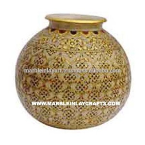 High Class Export Quality Marble Gold Paitned Handi - Product Image 1