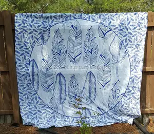 King Queen Size Mandala Blue Feather Tapestry Hippie Gypsy Tapestry College Decor Teenage Walls Hanging Beach Blanket