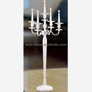 Candélabre de décoration de table de mariage blanc fini métal aluminium à 5 bras décoration de table de maison et de bureau bougeoir taille personnalisée - Product Image 2
