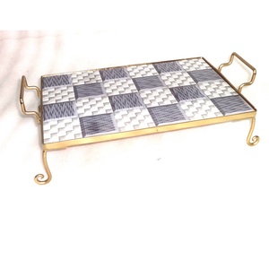 Plateau de service en verre rectangulaire, avec cadre en métal, poignée, décoration japonaise, nouveau Design - Product Image 2