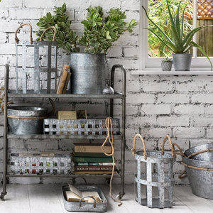 Heaven Home, diseño antiguo, cubo rústico Vintage, maceta de hierro galvanizado para almacenamiento de plantas, macetas y macetas - Product Image 4