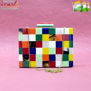 Mini sac à main en acrylique, blocs de construction vintage, design bakélite, pochette, style personnalisé - Product Image 3