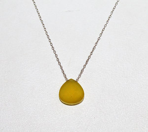 Collier et chaîne en argent Sterling massif 925 de haute qualité ensemble pierre précieuse de calcédoine jaune naturelle pour les fiançailles de cadeau de mariage - Product Image 1