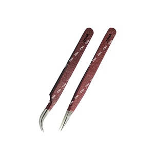 Pinzas de extensión de pestañas de volumen curvo recto ruso de etiqueta privada de belleza profesional puntiagudas de acero inoxidable - Product Image 6