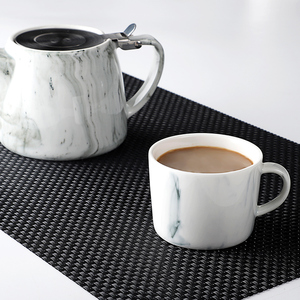 Ristoranti Cina Hotsale Marmo Porcellana Teiera e Tazza Set, Bianco Teiera di <span class=keywords><strong>Ceramica</strong></span>, Vajilla De Te # - Product Image 1