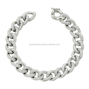 Pulsera de cadena de piedra de varios colores Gourmet de Plata de Ley 925K - Product Image 1