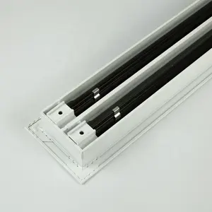 Hvac Aluminum Directional Ceiling Linear Slot Air Diffuser With Black Blade Fixed Core For Air Supply Vent