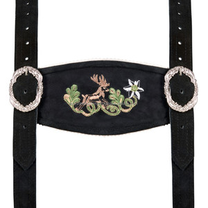Lederhosen bavaroises allemandes en daim noir pour l'Oktoberfest, style autrichien, pour homme, coupe courte, multicolores, broderie personnalisée - Product Image 4