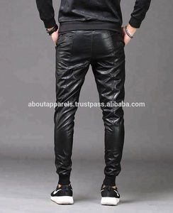 Pantalones de cuero de oveja personalizados para hombre y mujer, joggers de piel de oveja lisa, en blanco, de imitación, a la moda, superventas - Product Image 2