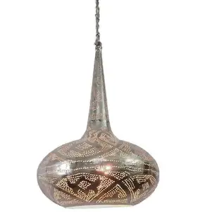BR421 Tin Mosaic Globe Moroccan Silver Lampshade Hanging Lamp