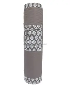 Dark Grey Print and plain yoga mat bag india yoga bags
