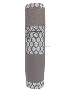 Dark Grey Cotton <b>Yoga</b> <b>Mat</b> Bag with Printed and Plain Design India-Made <b>Yoga</b> Bags - Product Image 1