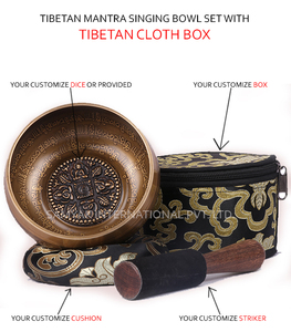 ชามทองเหลืองโบราณสำหรับทำสมาธิ พิมพ์ลายตามสั่ง ศิลปะโลหะบำบัดด้วยเสียง แกะสลักลายลูกเต๋า ของขวัญทางศาสนา - Product Image 5