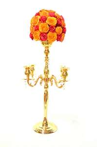 Pièce maîtresse de candélabre en métal avec bol à fleurs Décoration de maison/bureau/mariage Bougeoirs Lanternes Pots à bougies - Product Image 6