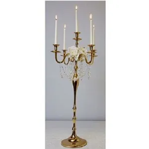 Tall 5 Arms Gold Color Candelabra With Superior Quality Customized Shape Brass Candelabra At Affordable Price