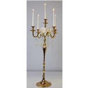 Candelabro Alto Hecho a Mano de 5 Brazos en Color Dorado con Candelabro de Aluminio de Calidad Superior a un Precio Accesible - Product Image 1