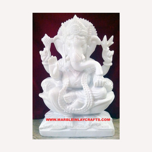 รูปปั้นพระพิฆเนศหินอ่อนสีขาว - Product Image 1