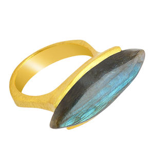 Bague en pierre précieuse Labradorite en forme de marquise Bague en argent sterling 925 plaqué or Bague à la mode classique pour les fêtes de mariage. - Product Image 3