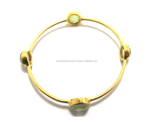 Handmade <b>Gold</b>-<b>Plated</b> White Rainbow Gemstone Bracelet Faceted CZ <b>Bangle</b> Statement Fashion Jewelry - Product Image 2