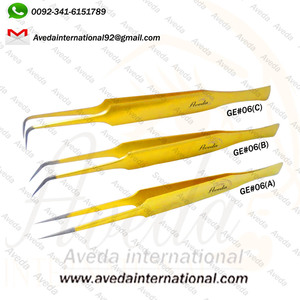 Pinzas de Extensión de Pestañas de Acero Inoxidable Chapadas en Oro con Logotipo Personalizado de Alta Calidad, Antimagnéticas, Punta Puntiaguda de Precisión, Alemanas GE # 04 - Product Image 4
