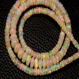 Perles de pierre de feu opale éthiopienne de haute qualité forme de cocarde lisse multicolore naturelle bons prix de gros - Product Image 2