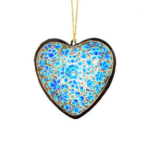 Corazón pintado a mano, decoración navideña de renos, azul - Product Image 4