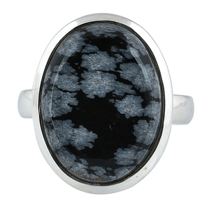 Copo de nieve ágata forma ovalada piedra preciosa 925 anillo de plata esterlina joyería elegante moda plateado para boda, regalo, fiesta. - Product Image 1