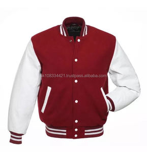 OEM เสื้อแจ็คเก็ตผู้ชายสำหรับฤดูหนาวทำจากผ้าขนสัตว์แท้ผ้าโพลีเอสเตอร์ปักลายเบสบอลออกแบบหนังสไตล์มหาวิทยาลัย - Product Image 1