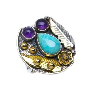 Wholesale Price Beautiful 925 Sterling Silver With Larimar And Amethyst And Citrine Gemstone Stone Silver