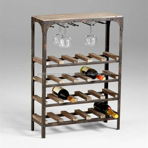 Meuble à vin industriel de style antique en fer avec cadre en métal pour bar - Product Image 3