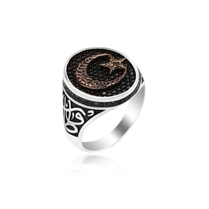 925K Sterling Silver Ottoman Turkish <b>Men</b> <b>Ring</b> Star Crescent <b>Ring</b> Model6 - Product Image 1